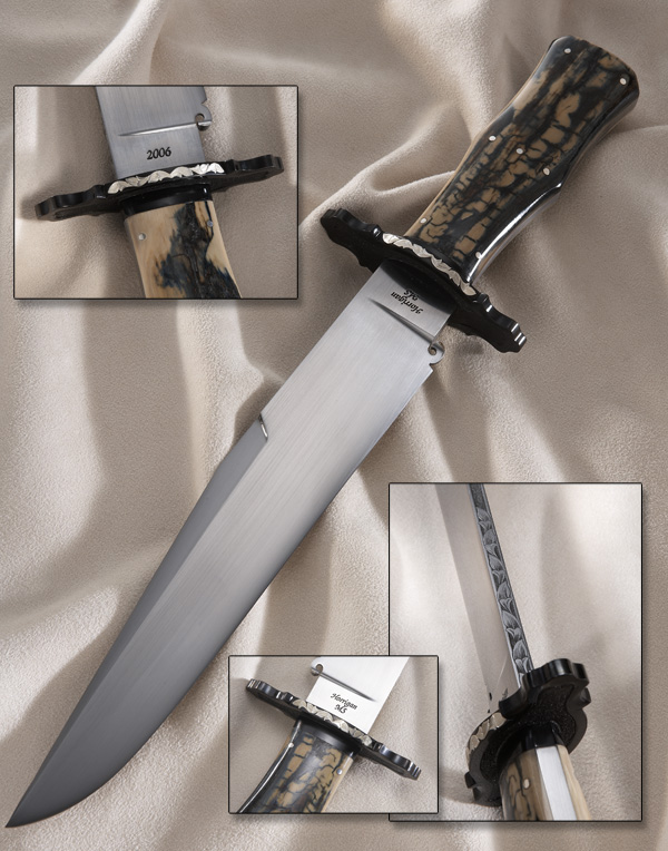 Elite Knives coffin handle bowie knife with mammoth ivory handle scales