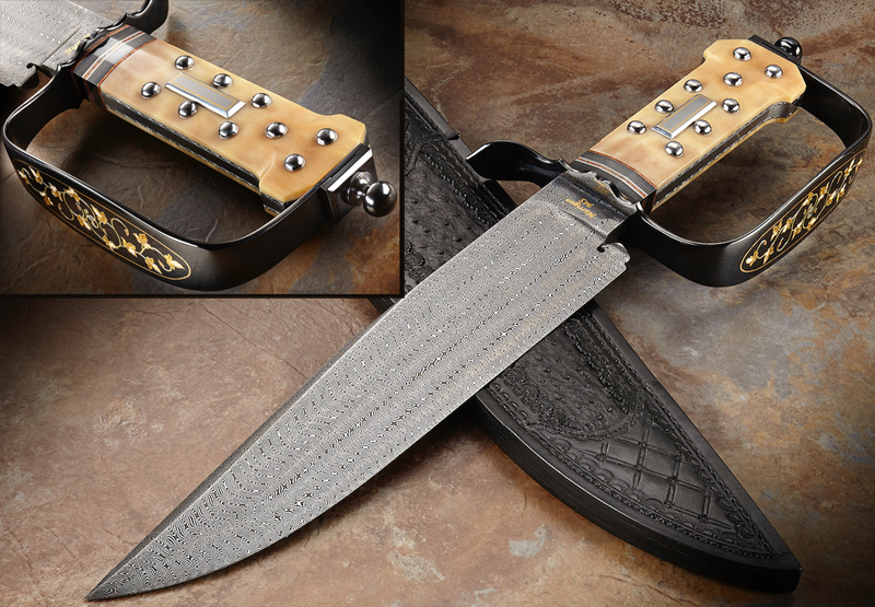 Elite Knives D-Ring Bowie knife with turkish damascus steel blade