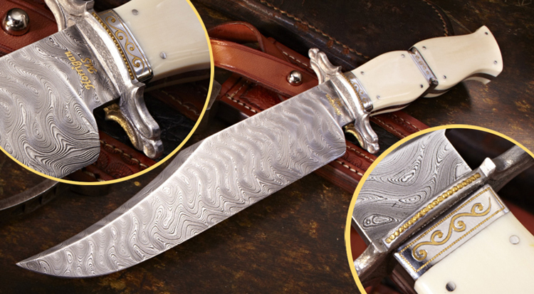 Elite Knives flare-handled bowie with ivory handle