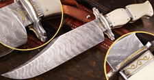 Elite Knives Flare-handled bowie knife with ivory handle scales