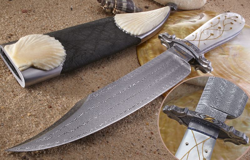 Elite Knives pearl handle with Gold Inlay Bowie knife