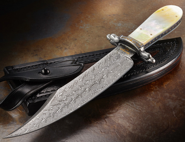 Elite Knives Turkish Damascus Bowie with Pearl