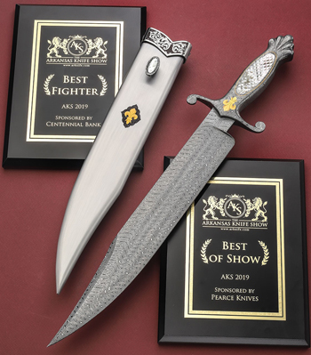 Elite Knives interframe bowie with pearl inserts