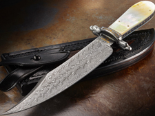 Elite Knives Turkish Damascus Bowie with pearl handle