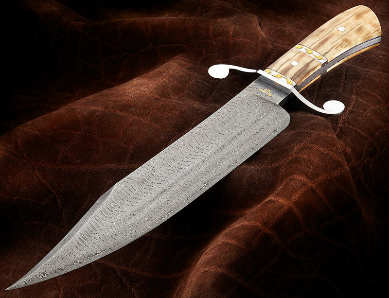 Elite Knives Bowie Knife with Turkish pattern damascus blade