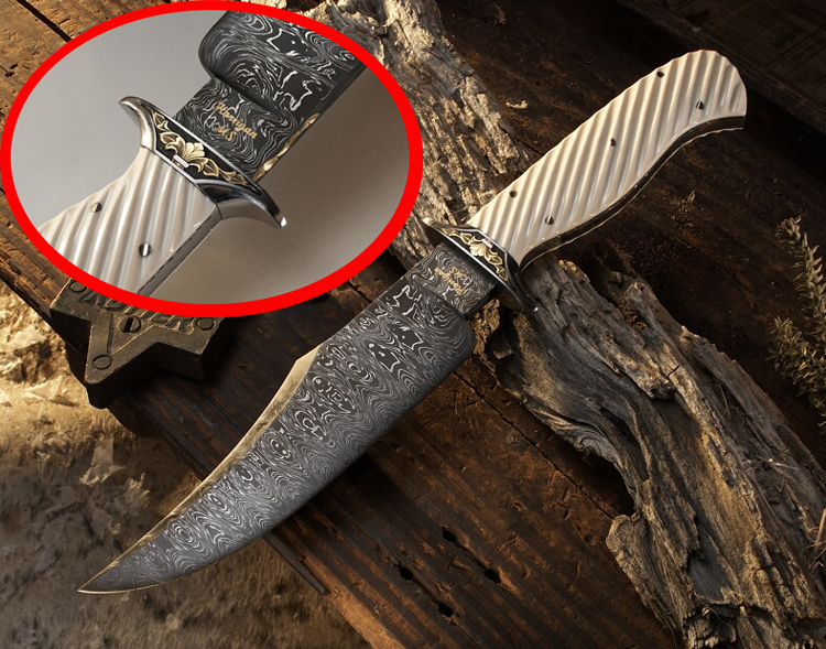 Elite Knives hunter's Bowie fully engraved with ivory handle