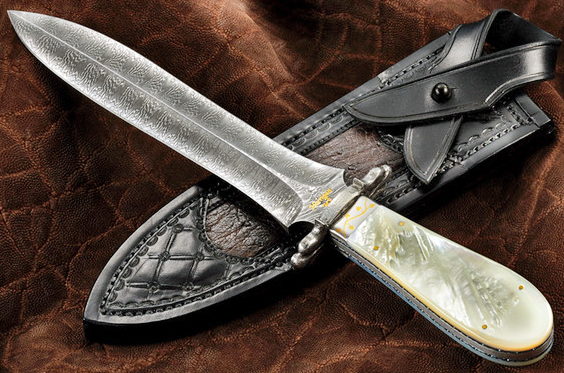 Elite Knives Explosion Pattern Damascus Steel with pearl handle