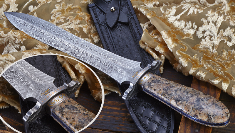 Elite Knives granite rock handle dagger with turkish blade