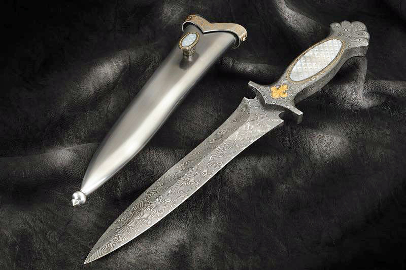 Elite Knives integral Dagger with pearl accents