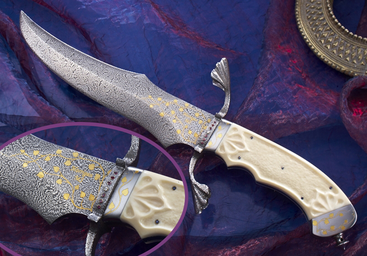 Elite Knives persian Dagger with carved ivory handle scales