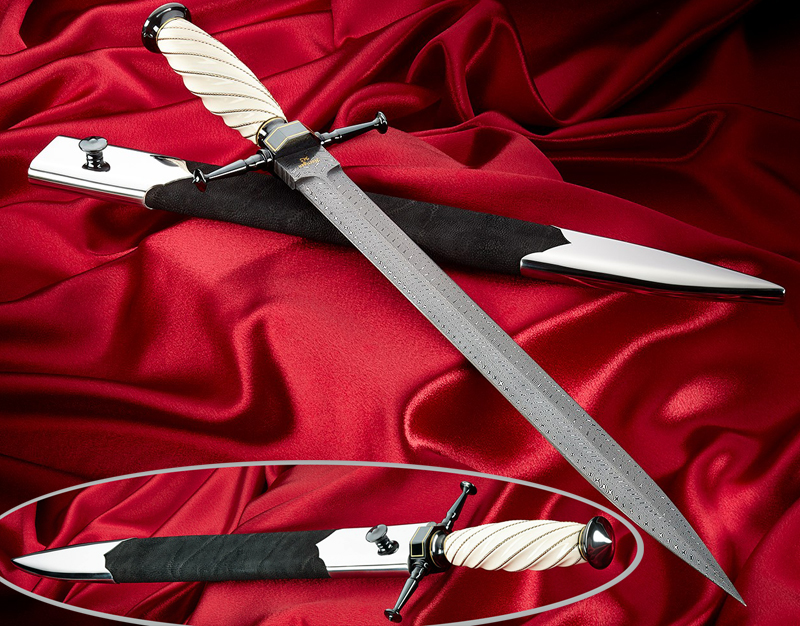 Elite Knives Long Dagger with fluted ivory handle