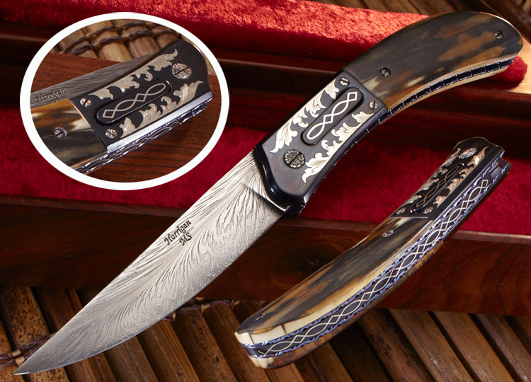 Elite Knives by John Horrigan automatic folding knife with walrus ivory handle scales