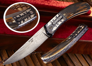 Elite Knives by John Horrigan automatic folding knife with mammoth ivory handle scales