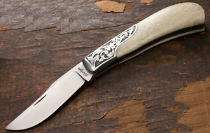 Elite Knives slip joint folding knife in camel bone