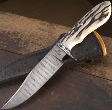 Elite Knives small hunter's bowie knife with stag handle scales