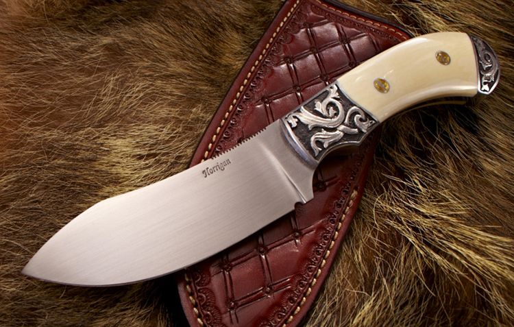 Elite Knives Green River Skinning Knife with ivory handle scales