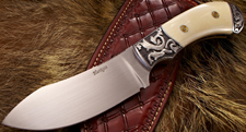 Elite Knives Green River skinning knife with ivory handle scales