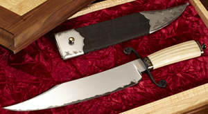 Elite Knives ivory handle bowie knife with filigree guard petals