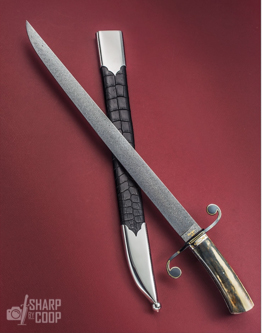 Elite Knives Hunting Sword in Damascus Steel