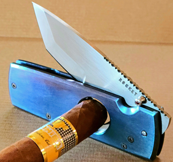 Rocket Knives folding cigar cutter and blade