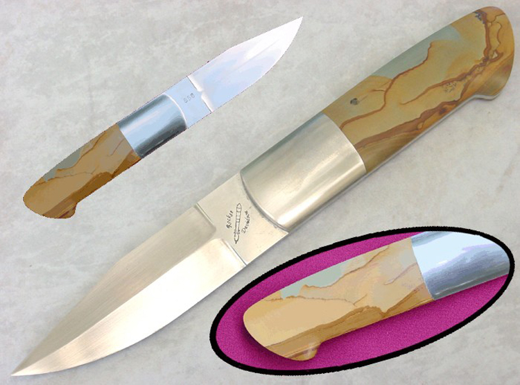Rocket        Knives Loveless Design Boot Knife with picture jasper handle