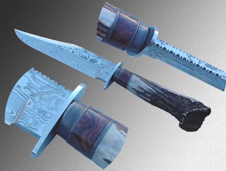 Rocket Custom Knives stag handled         Bowie Knife