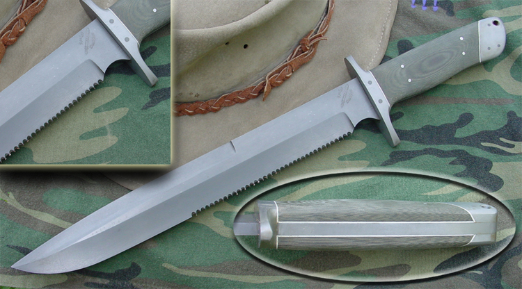 Rocket Handmade Knives large camp        knife with serrated blade