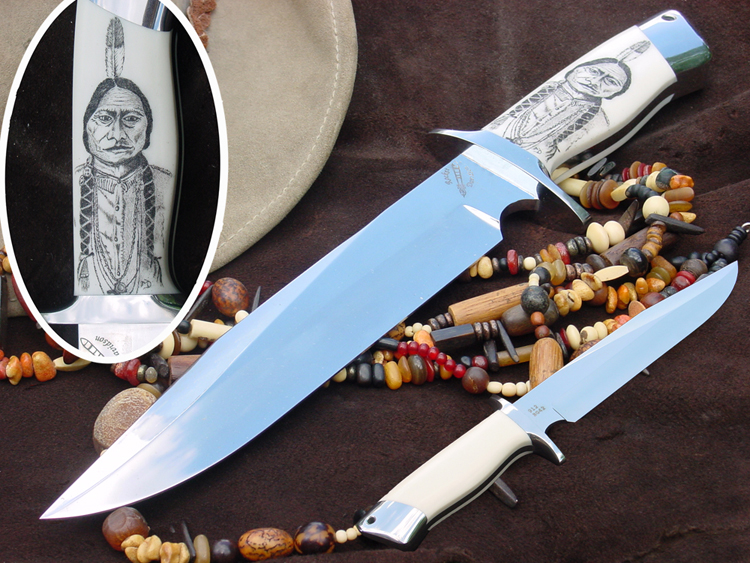 Rocket Handmade Knives        Custom Ivory Micarta Handled Bowie Knife