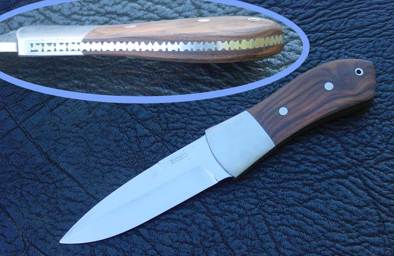 Koko Handmade Knives boot knife with ironwood handle