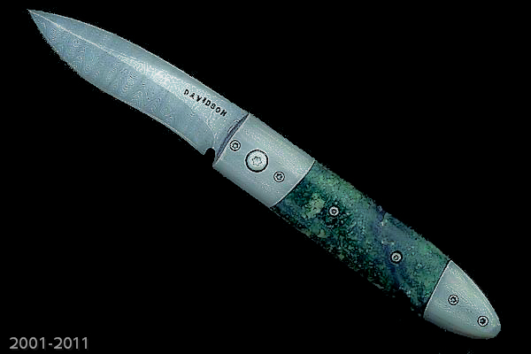 Jade & Damascus Steel Bullet Folder