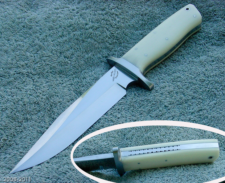 Military Style fighter with White Micarta Handle