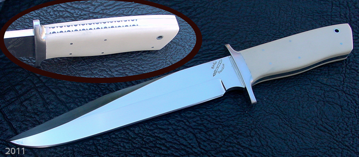 Large Military design fighter with white micarta handle