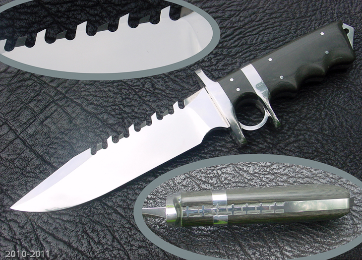 Sawback Bowie Knives With Finger Rings 