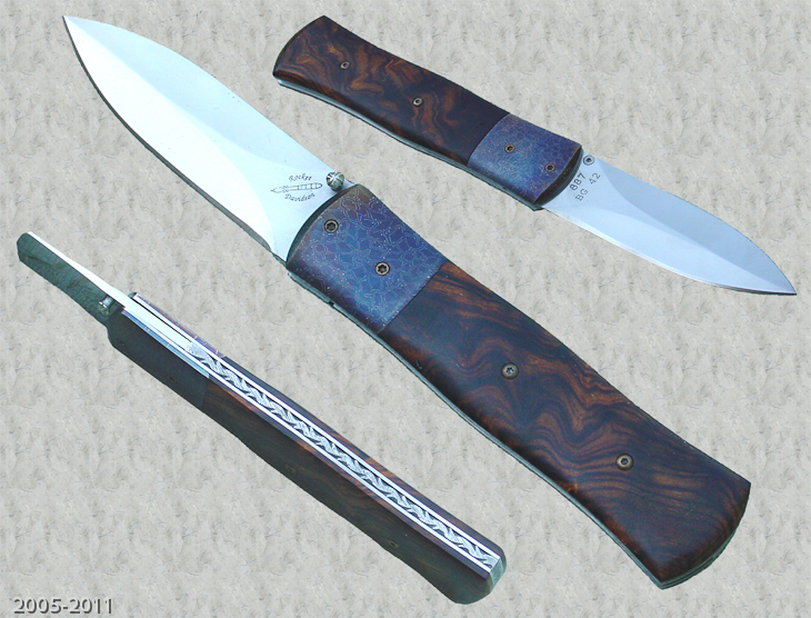 Liner Locking Folding Dagger with ironwood handle