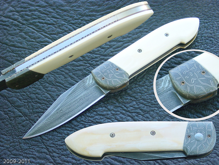 Large Scorpion Scale Release auto folder with ivory handle