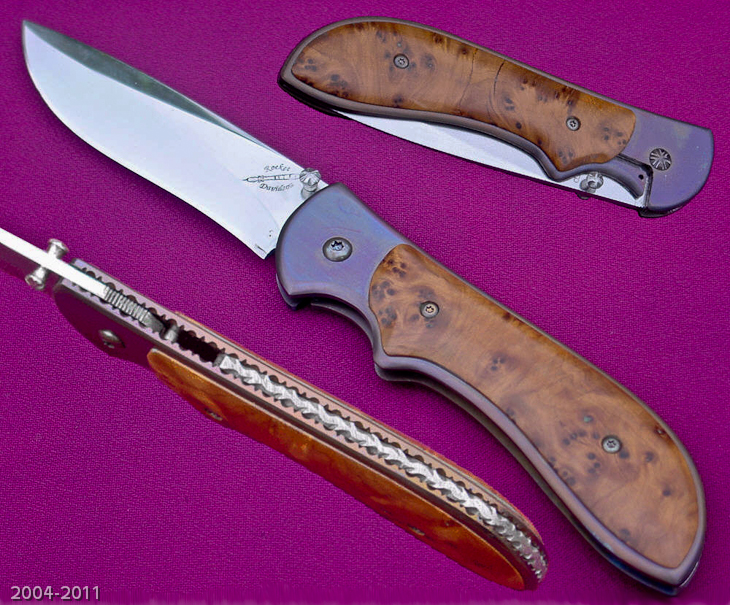 Large Framelock Tactical liner locking folder with thuya burl handle