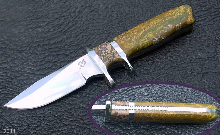 Sub-Hilt Hunting Knife with jasper handle