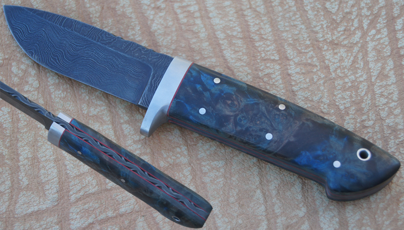 Rocket Handmade Knives full tanged         guarded hunting knife with damascus steel blade