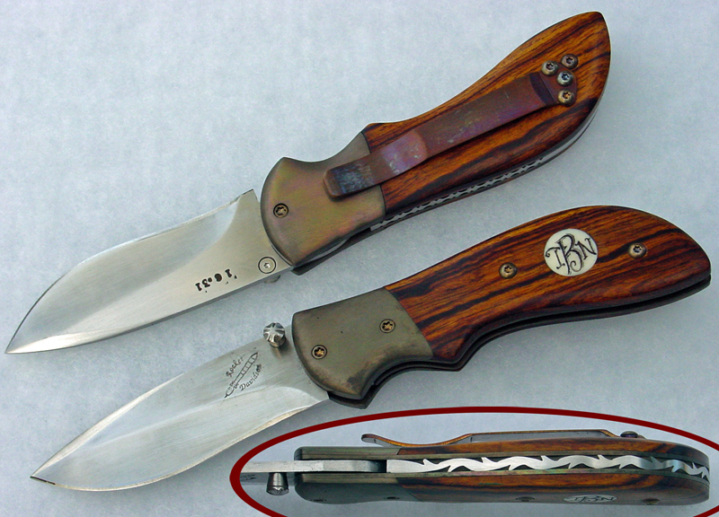 Rocket Handmade Knives      liner locking pocket knife in ironwood